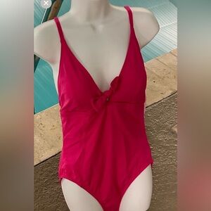 Swimsuit Time and Tru Pink One Piece  with Textured Fabric and Spaghetti Straps